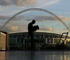 Silhouette in front of Wembley Stadium 